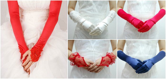 Цветные перчатки для невесты