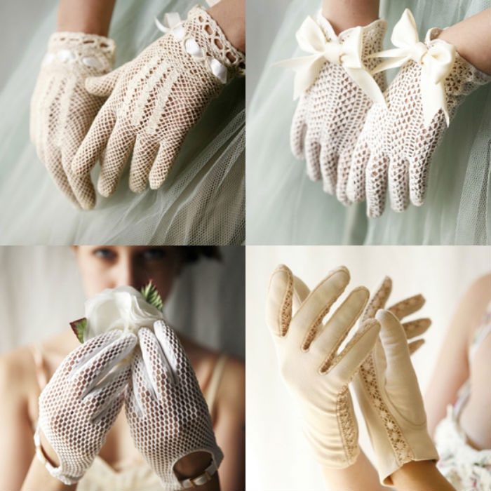 Короткие перчатки на свадьбу